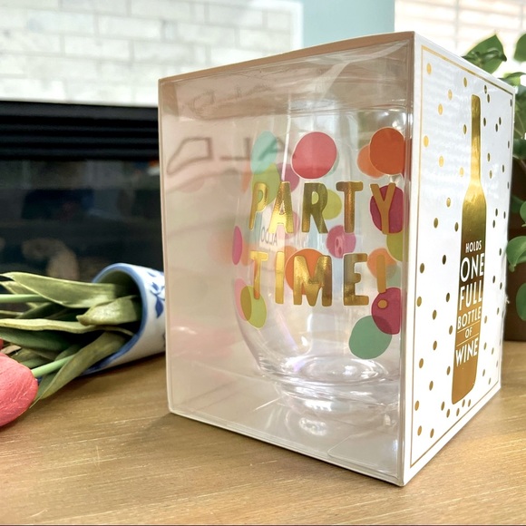 NIB Jumbo Stemless Wineglass • Slant Collections PARTY TIME! Polka Dots Glass - Picture 2 of 6